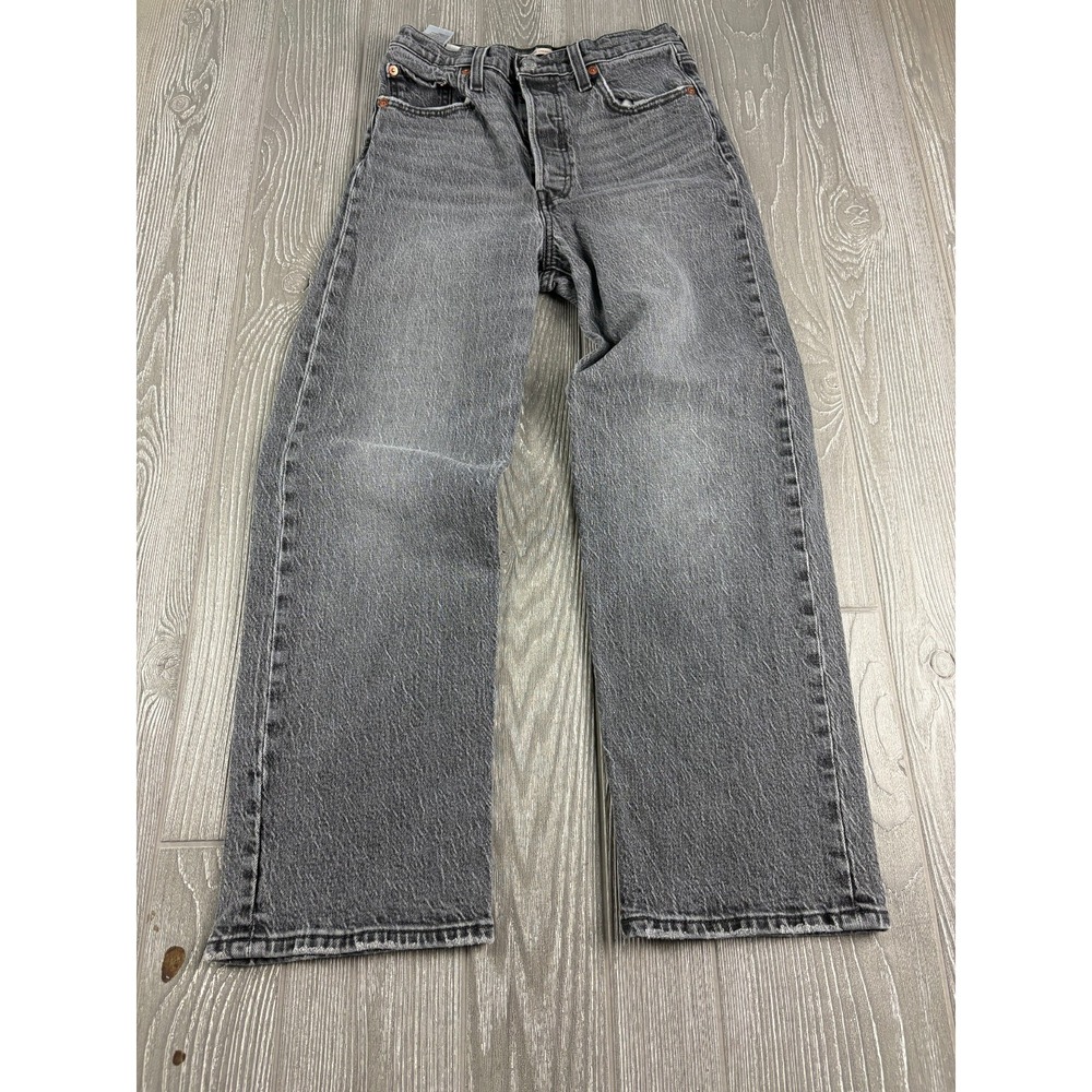 Levi's Womens Ribcage Ankle Straight Jeans Black Size 25 Inseam 25
